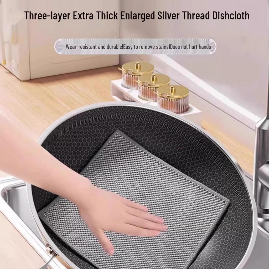 Thickened Non-Stick Steel Wire Dishcloth - Oil-Resistant Kitchen Cleaning Cloth