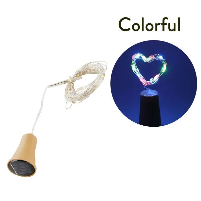 

3/7/15PCS Solar Wine Bottle Cork LED String Lights 2M Copper Wire Fairy Garland Waterproof Outdoor Festival Party Decor Lamp 2m 20 LED-3PCS різнокольоровий