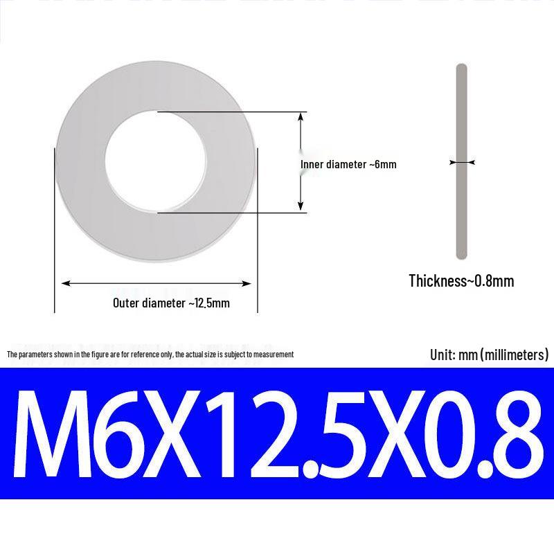 304 Stainless Steel Ultra-Thin Flat Washer, Thickness: 0.1/0.2/0.3/0.4/0.5 Mm, Sizes M1-M8