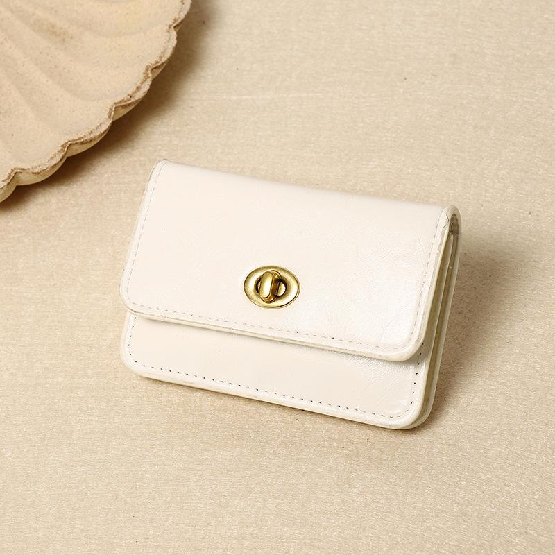 Retro Lock Buckle Women's Wallet: Solid Color Multi-layer Card Holder & Coin Purse