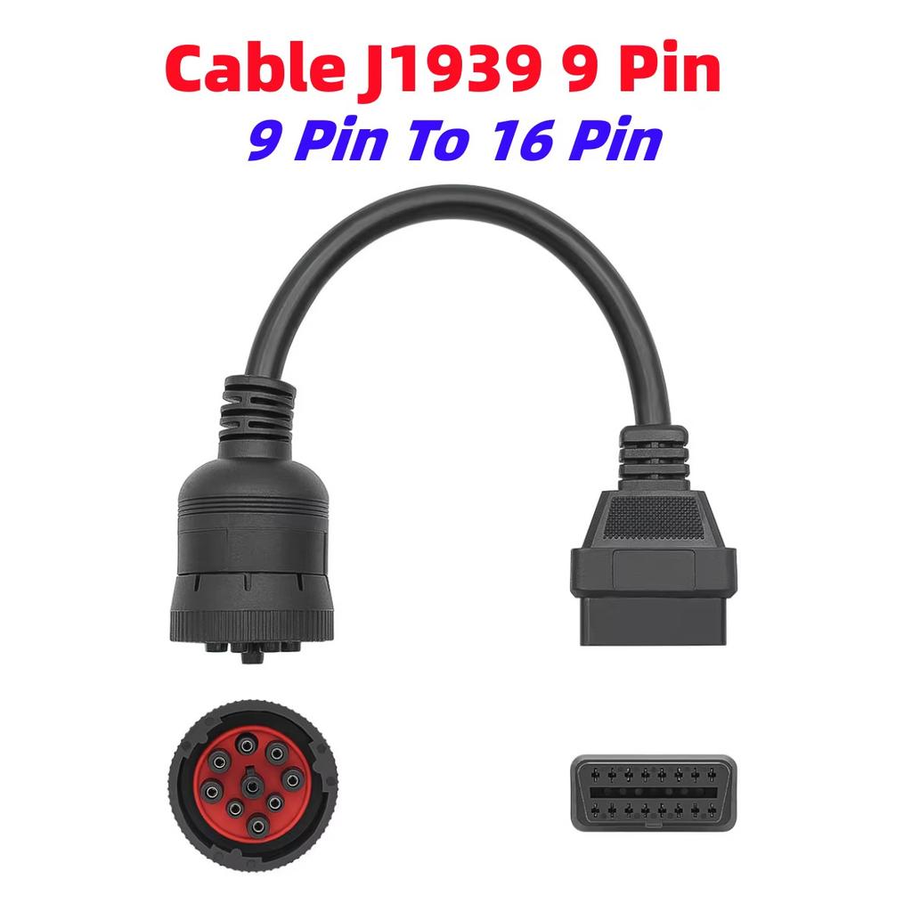9 Pin To 16 Pin Truck Line Cable J1939 9 Pin To OBDII/OBD2 Male Female Diagnosctic Tool Connector for DEUTSCH Cummins Deutsch
