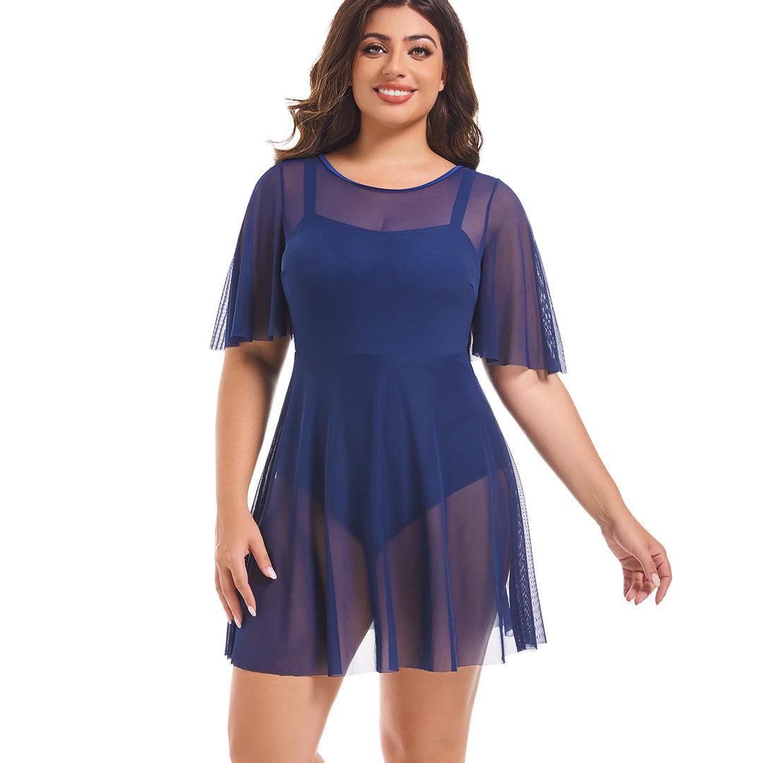 

Индивидуальный консервативный слитный купальник большого размера для женщин 3XL темно-синий