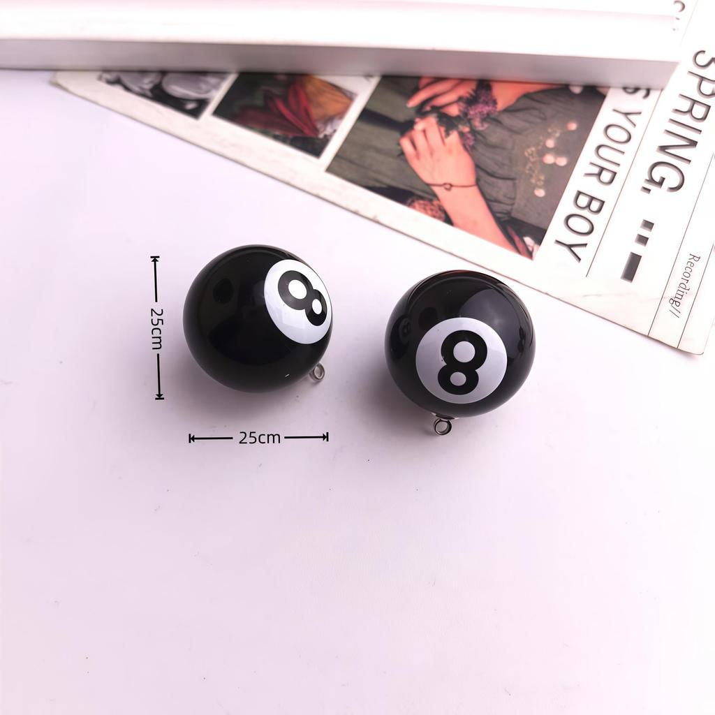 Acrylic Black 8 Ball Pendant Keychain for Bags & DIY Ornaments