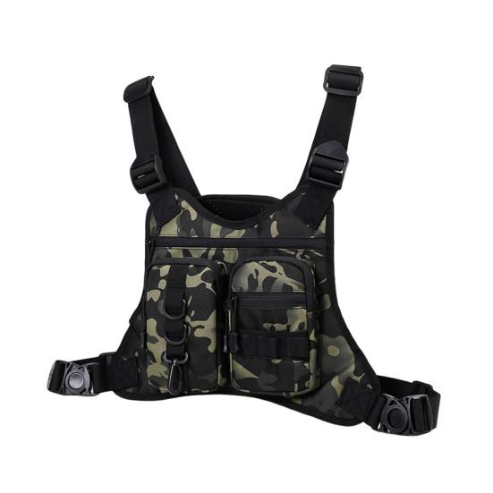 Outdoor Sports Chest Bag for Men Front Running Vest Bag with Multiple Compartments EDC Travel Chest Pack for Workout Cycling Hiking