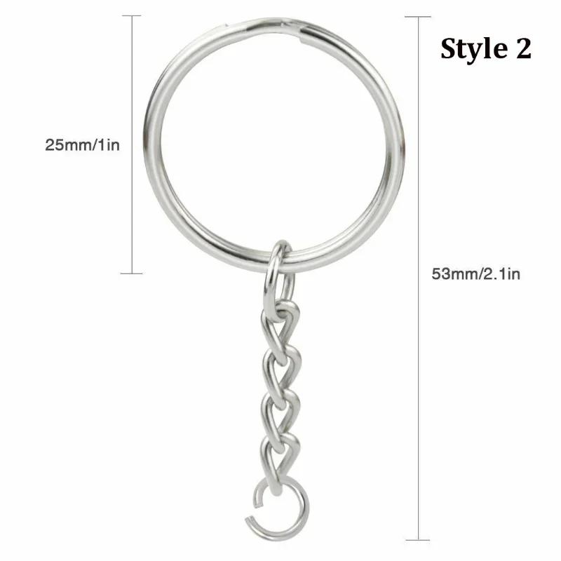 20/50/100pcs Metal Keyring Keyfob Stainless Steel Anti-rust Key Holder Keychains Pendant Key Ring 30mm/25mm/20mm