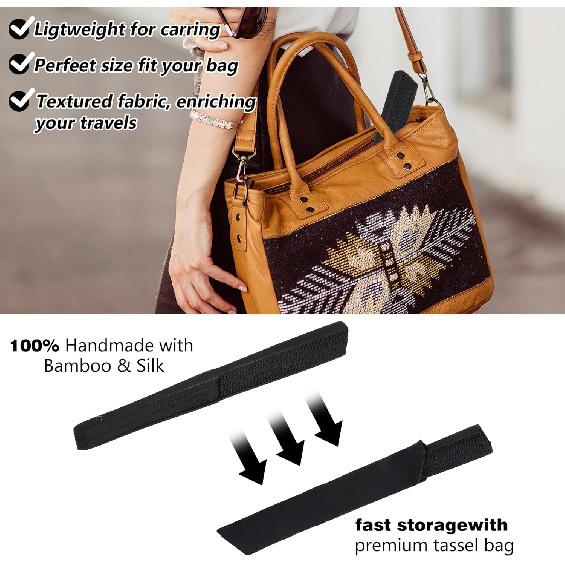 2 Pcs Folding Hand Fan, Black Nylon-Cloth Vintage Retro Fabric Hand Held Fans Chines/Spanish Foldable Fan for Women/Men Wedding Party Favor