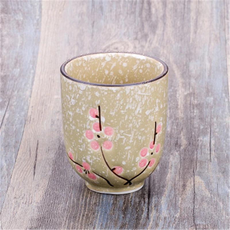 Japanese Tea Water Mug Handy Cup Hand-painted Ceramic Cherry Blossom Cups Creative Rough Ceramic Tea Cups  Coffee Cup