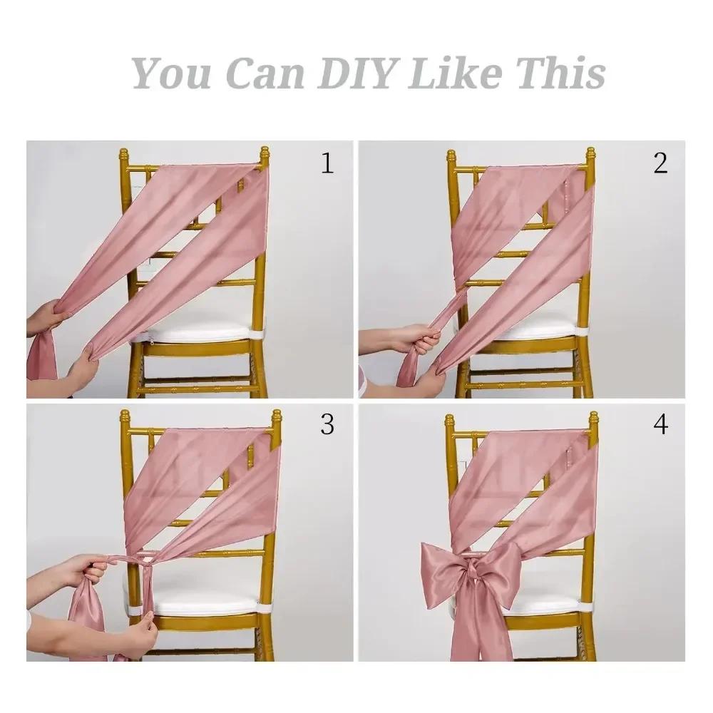 Wedding Decoration Satin Chair Sash Colour Design Bow Tie Birthday Party Festival Hotel Show Shiny Look Luxury Dining Room