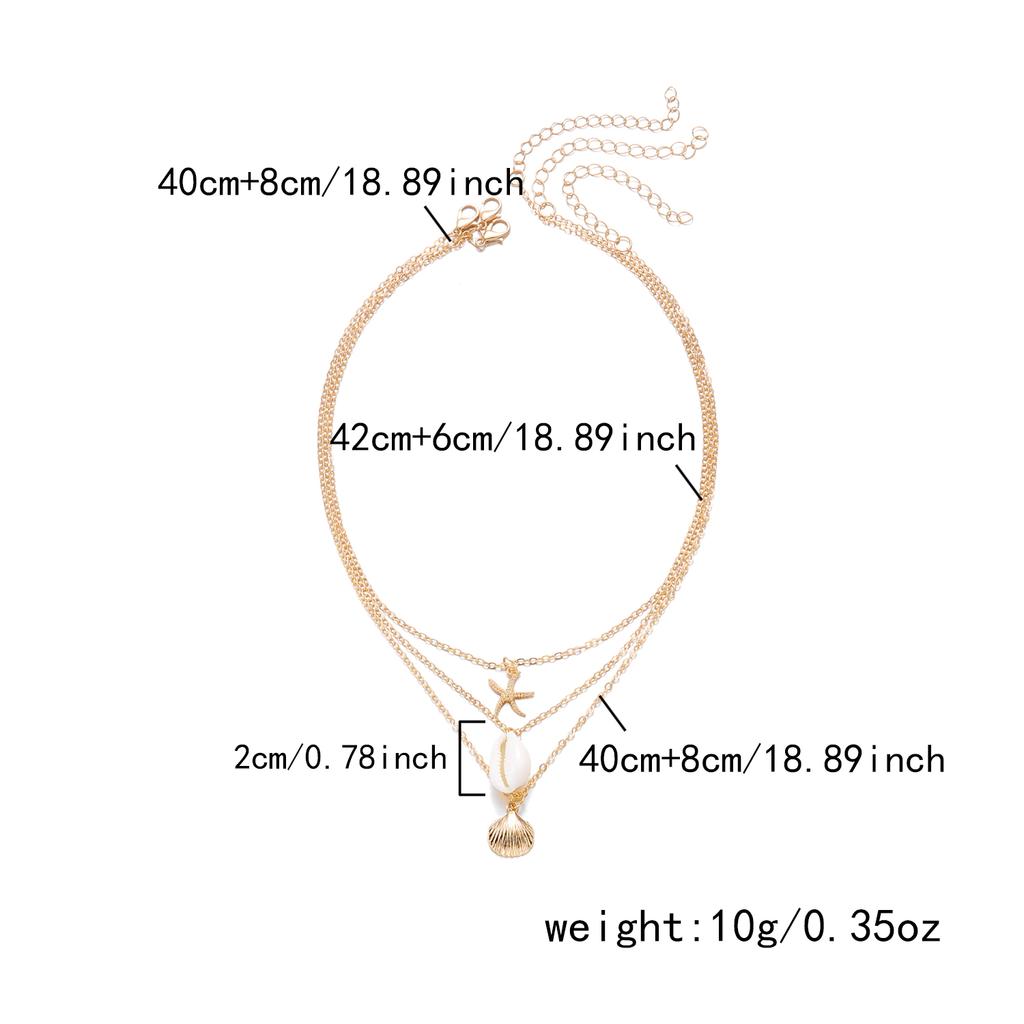 Boho Multilayered Necklace for Women Gold Color Starfish Scallop Shell Pendant Choker Chain Summer Beach Jewelry Accessories Gif