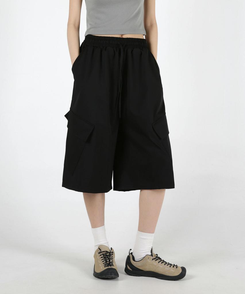 UMM Women'S Big Pocket Bermuda Elastic Waist Shorts 3 Colors
