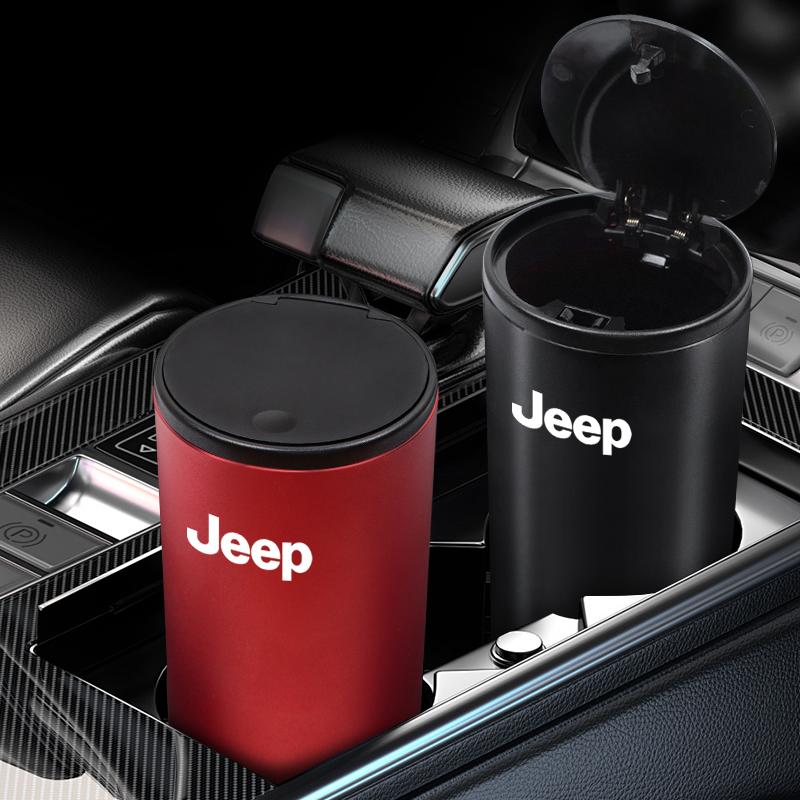 Portable Car Garbage Cup Aluminum Alloy Trash Can Ashtray For Jeep Grand Cherokee Wrangler JK Gladiator Compass Renegade Patriot AKV1