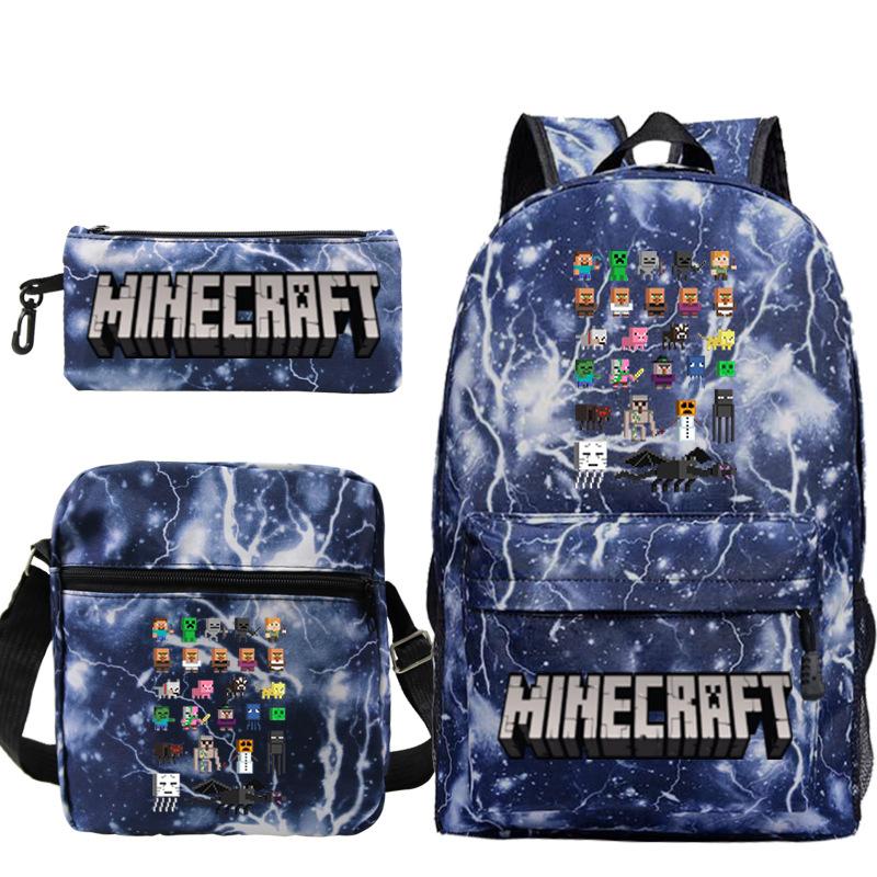 Minecraft Primary And Secondary School School Bag Children'S Backpack Backpack Shoulder Bag Pencil Case Three-Piece Set