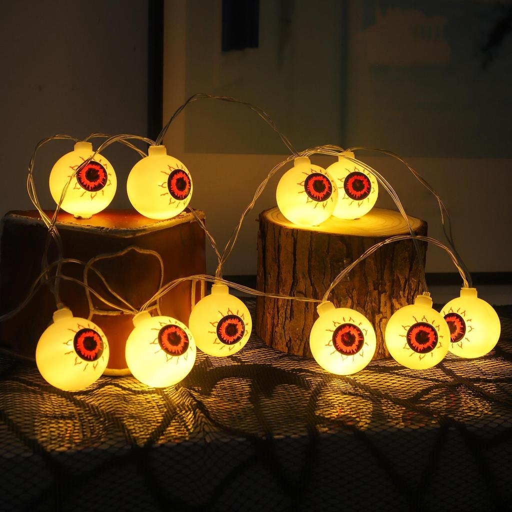 2025 Halloween Eyeball String Lights 20Pcs/set LED Battery Operated Eyeball Lights Halloween Spooky Eyeball Decorations