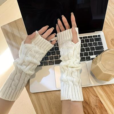 Kuschelige fingerlose Strickhandschuhe – weiche, warme Armstulpen für Damen | Winddicht und dehnbar | Perfekt für Herbst-/Winterausflüge