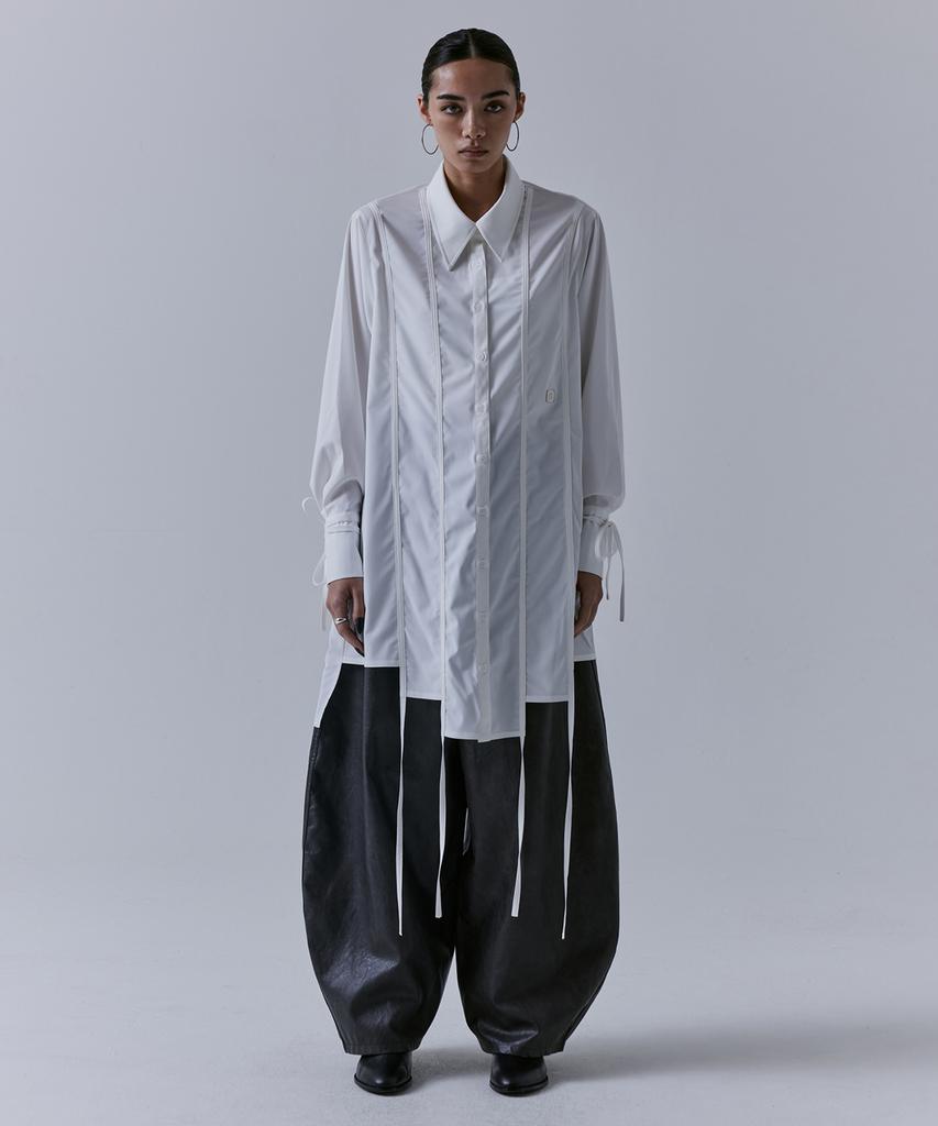 Teulimingbeodeu Front Yoke Leather Pants [ Brown ]