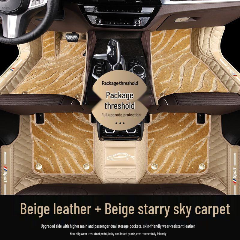 Universal Car Floor Mats and Door Sill Covers with Starry Sky Design, Tailored for Many Models, Providing Full Coverage and Protection