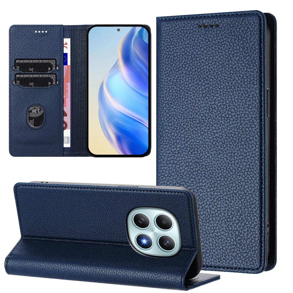 Pro Xiaomi Poco M8 5G/Redmi Note 15 5G (Globální) Peněženkové pouzdro s blokováním RFID, kožený mobilní kryt s texturou litchi
