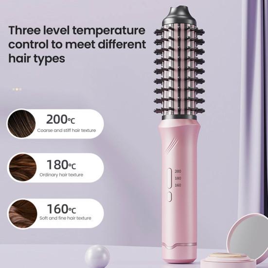 Cordless Hair Curling Iron Brush 3-in-1 Hair Curler Straightening Brush 5000mAh Thermal Hair Brush 3 Temperature Curling Wand for Women