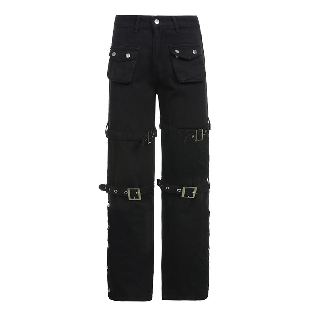 Gothic Metal Button Bandage Trousers 