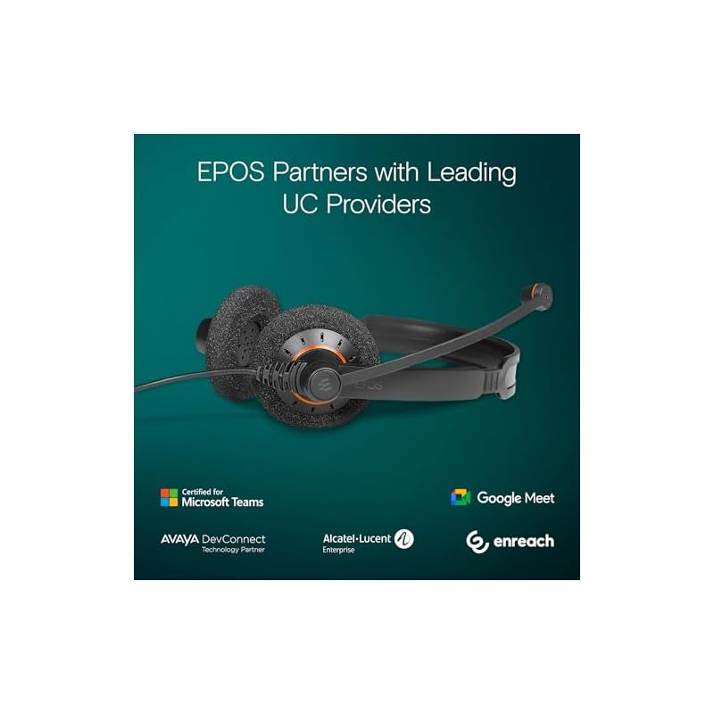 EPOS IMPACT SC 60 USB ML Headset - USB Connection, Noise-Canceling Microphone, Stereo Sound, Clear Calls, Microsoft Teams Certified, All-Day Comfort