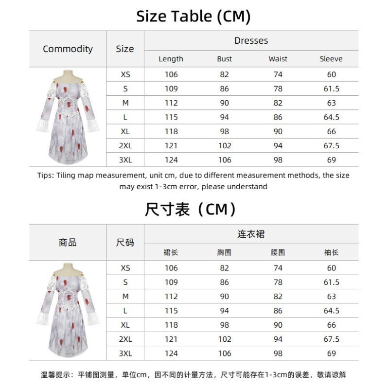 Halloween Geisterbraut Cosplay Kleid, Höllen Dämon Zombie Weiblich Spiel Uniform Kostüm