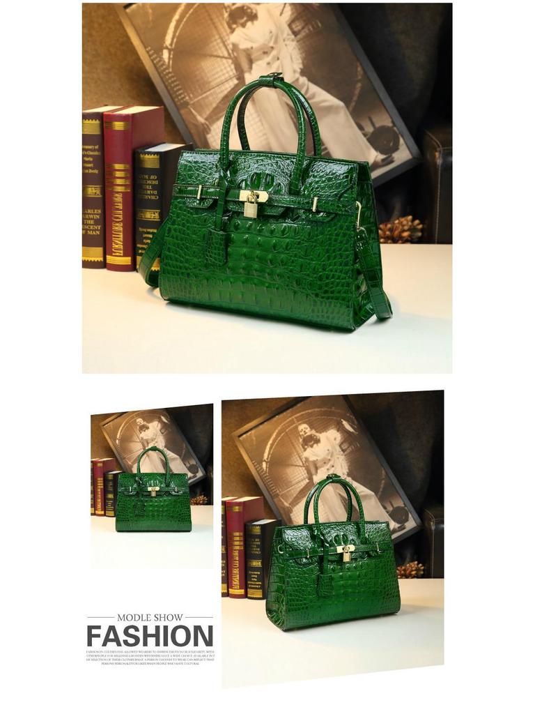 Europäische & Amerikanische Krokodilmuster Platin Handtasche: Groß, Hartleder, Stilvoll für Frauen