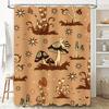 Stylish Mushroom Pattern Shower Curtain for Bathroom Decoration Modern Waterproof Fabric with Tassels Hanging Rod Set.