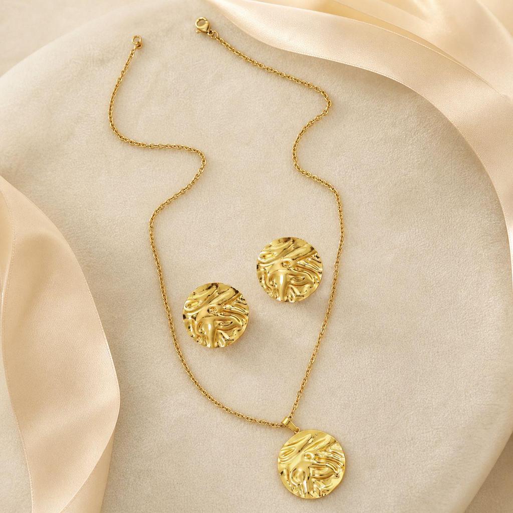 Luxury Geometric Leaf & Flower Earrings Necklace Set
