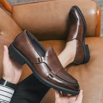 Zapatos Mocasines Monk Marrones para Hombre Zapatos para Fiesta de Boda Zapatos Casuales Formales de Negocios de Cuero Zapatos de Vestir para Baile de Graduación Talla Grande