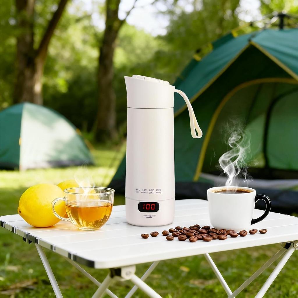 Travel Kettle, 300 ml Small Kettle, 300 W Quick Boil Mini Portable Electric Water Cup Mi T4 Adjustable Temperature Levels and Automatic Shut-Off