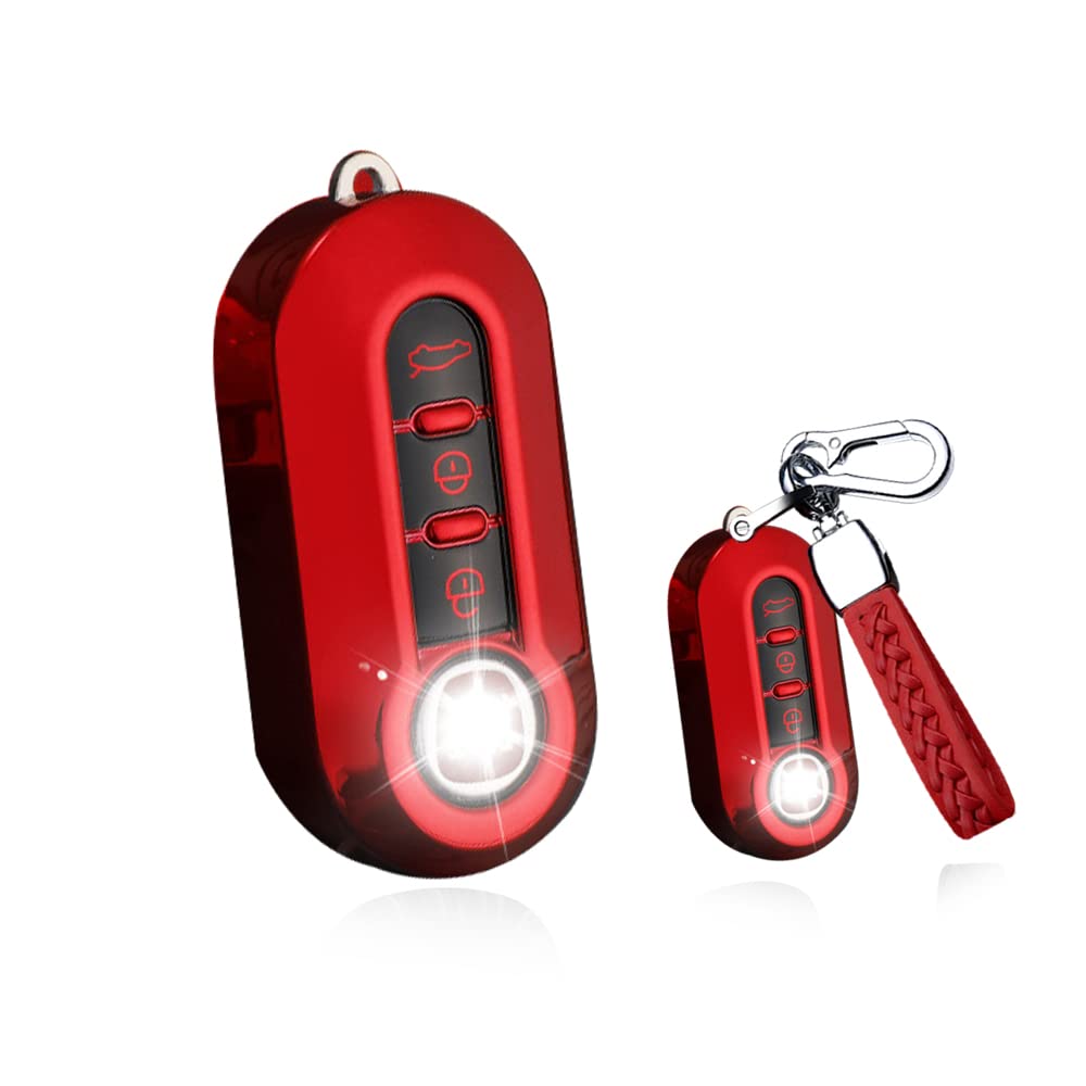 

SANRILY Key Case, Key Holder, Key Cover, Key Protection, Applicable to Fiat 500 /500C/500L/500X, Compatible with car genuine красный