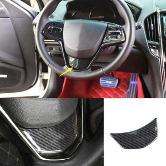 Carbon Fiber Cover Trim Steering Wheel Sticker For Cadillac ATS ATS-V 2013-