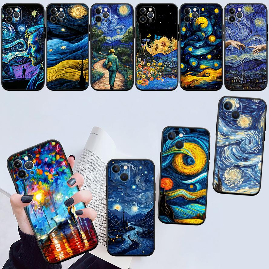 RE55 Starry Night Van Gogh Painting New High-End Shell Phone Case for Redmi Note 13 14 Pro+ Plus A3 A3X 13X 13C 13R 14S 14C 14R