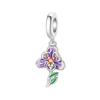 S925 Silver DIY Bracelet Beads Charms Iris Pansy Four Leaf Clover Pendant for Jewelry Making Handmade