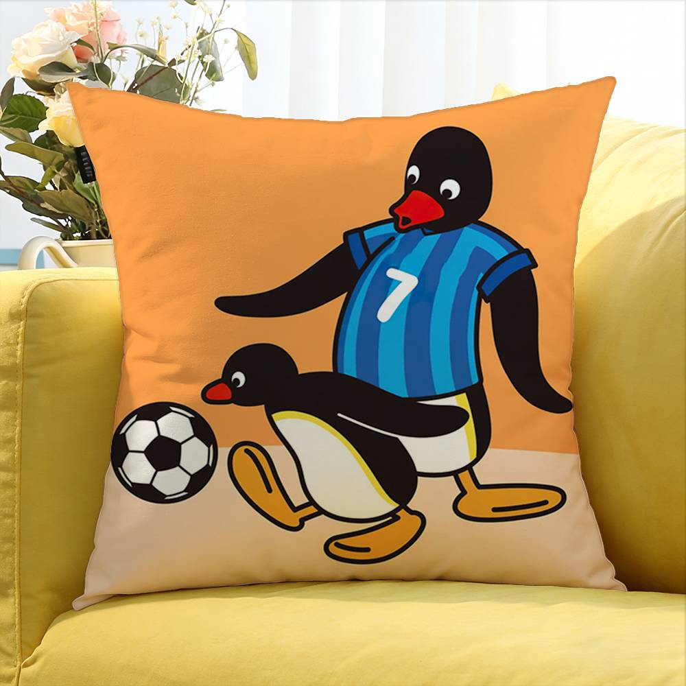 Cartoon Niedlicher Pingu Pinguin Verschiedene Größen Quadratische Kissenhülle für Auto Zuhause Schlafzimmer Dekor