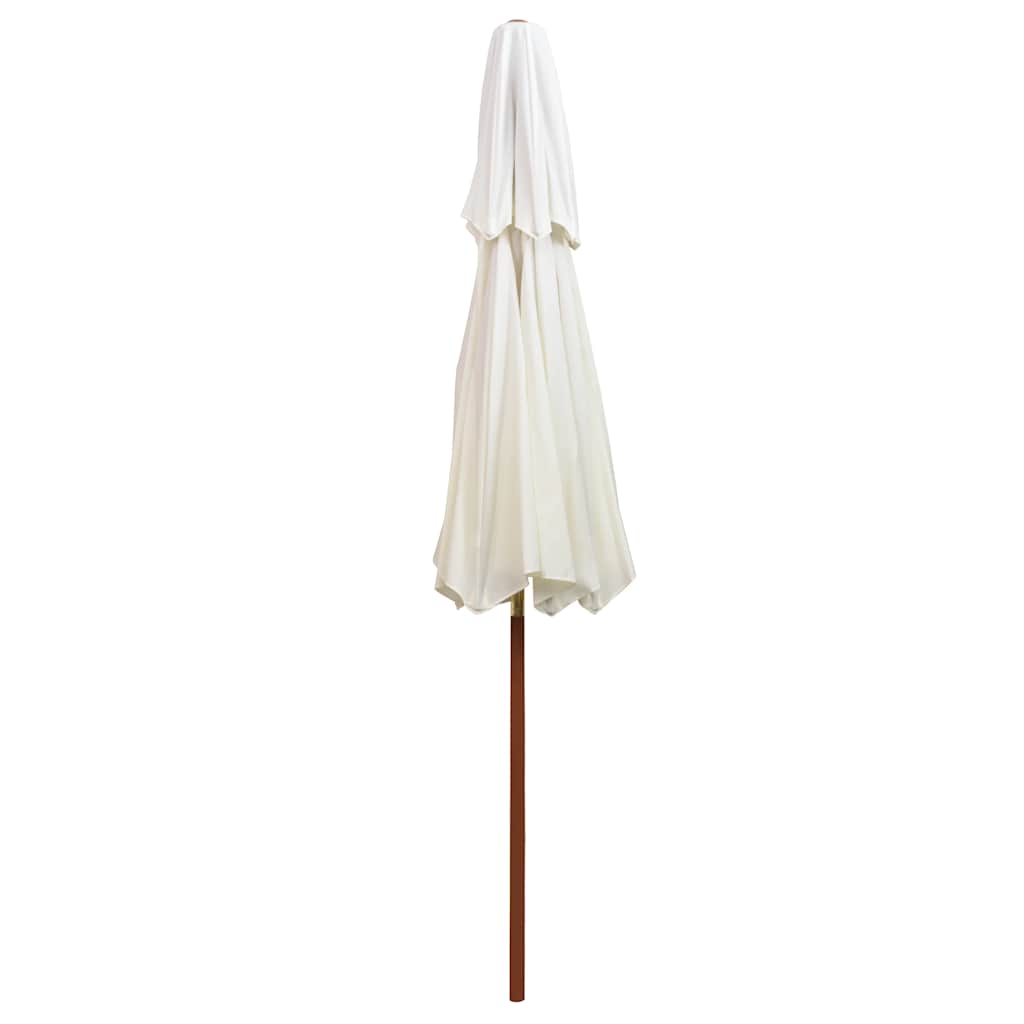 Double Tier Sun Umbrella 270*270 Cm Wooden Pole Cream White