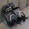 Kinder Sandalen Sommer Bowtie Prinzessin Schuhe für Mädchen Mode Süße Kinder Kausale Perle Römersandalen Einfarbig Hakenschlaufe