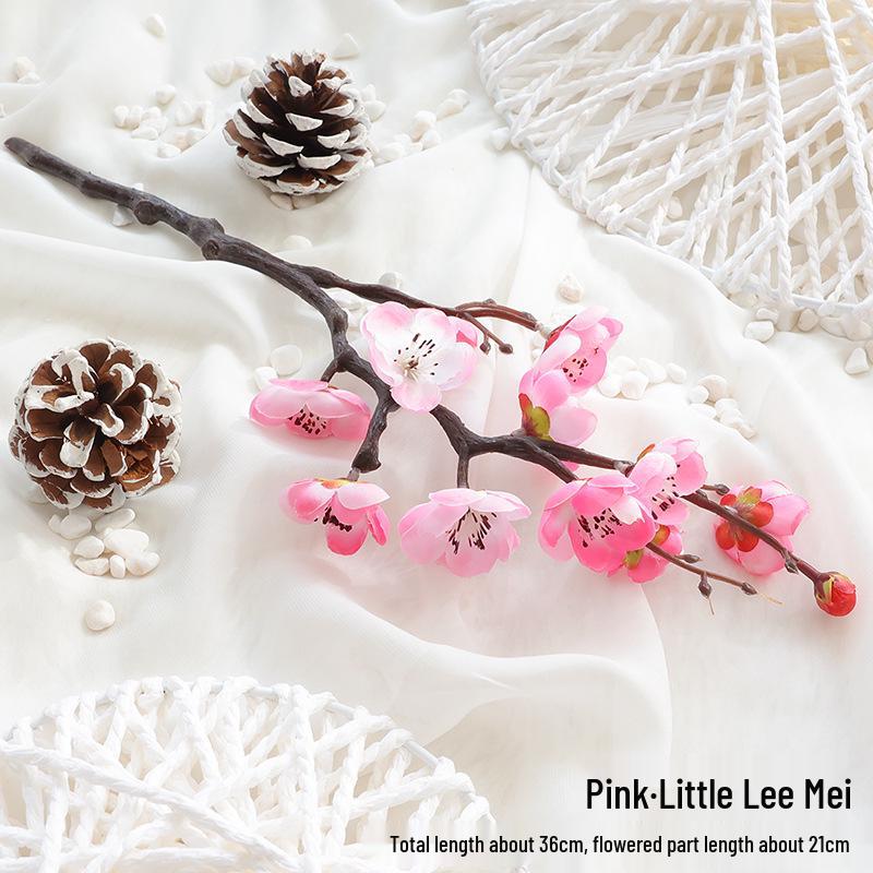 Artificial Plum Blossom Branch Decor - Winter Peach & Dried Flower Bouquet for Living Room, Chinese Home Decoration