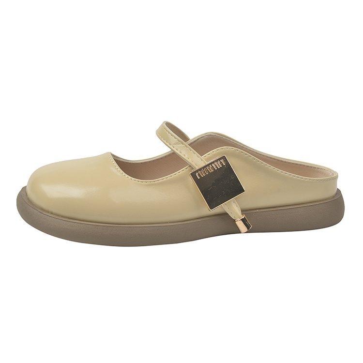 

Baotou half slippers women s outer wear 2025 new summer temperament with skirt soft flat bottom pregnant women pedal cool slippers 40 бежевый