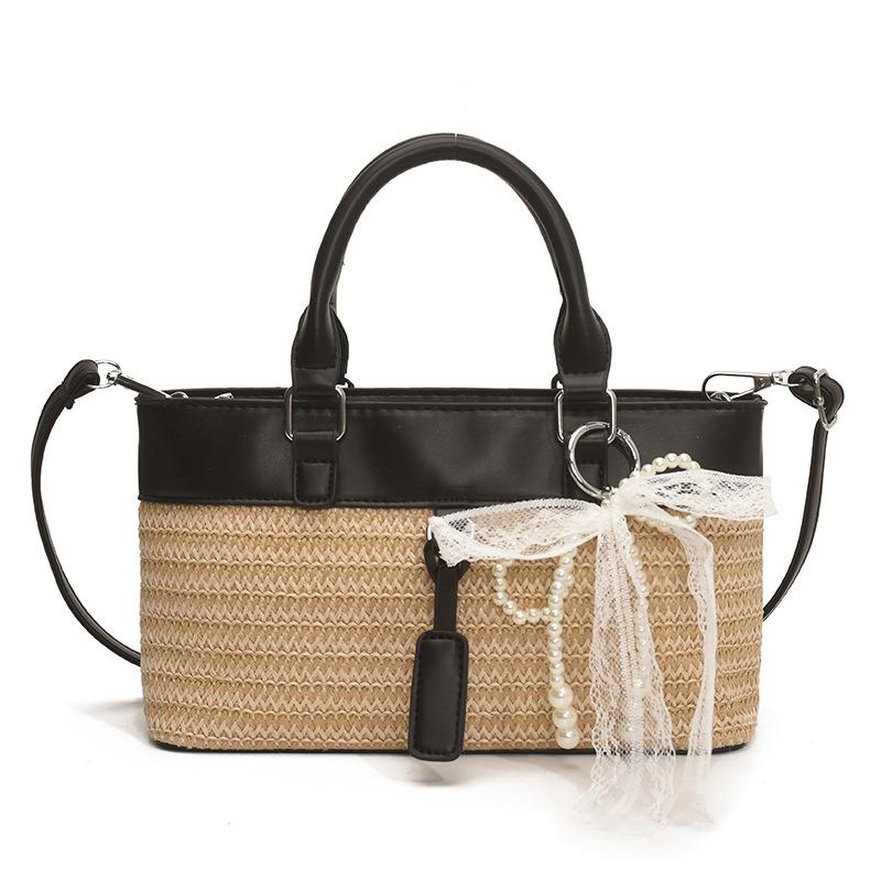 

Women s handbag summer new large-capacity splicing tote trendy bag practical casual shoulder messenger bag no pendant чорний