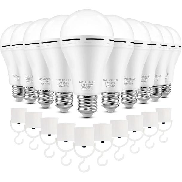 Rechargeable Emergency LED Light Bulbs for Home Power Failure | Listed Battery Operated Light Bulb Power Outage Camping Reading Lighting Hurricane