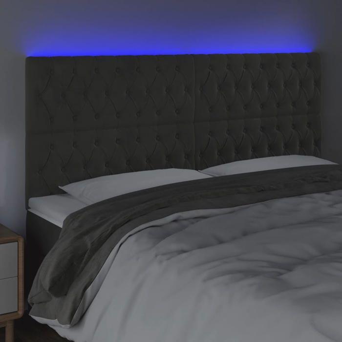 VidaXL LED Headboard Bedroom Furniture Double Bed Accessory Head of Bed Frame Interior Dark Grey 3122827