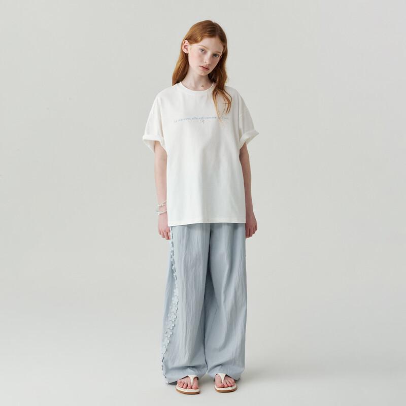ELLE KIDS Girls' French Style Ruffle Straight Leg Trousers