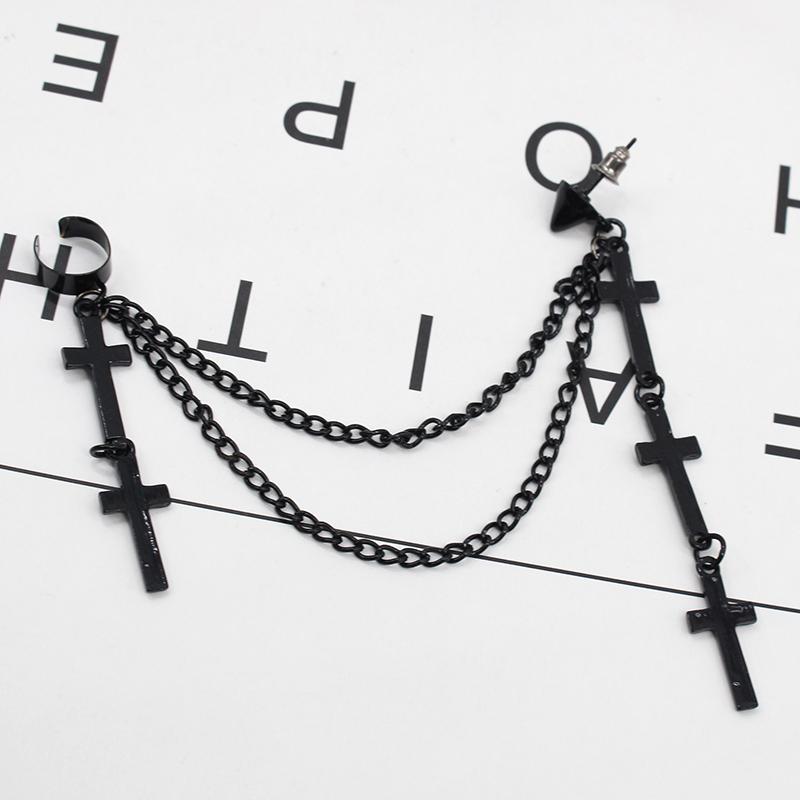 1pc Cross Tassel Long Chain Earrings for Women Girls Gothic Punk Rock Style Fashion Jewelry Accessories Party Gift Cool Thing