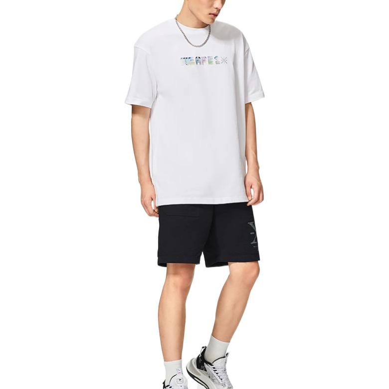 Li-Ning x Glare Artist Collab Abstract Back Print Loose Round Neck T-Shirt Unisex Tops White AHSS643-2