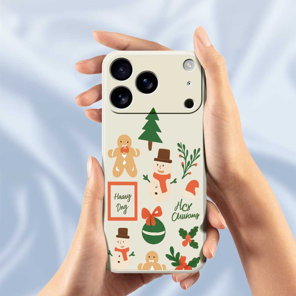For iPhone 17 Pro Max Case Christmas Snowman Pattern Printing Straight Edge TPU Phone Back Cover