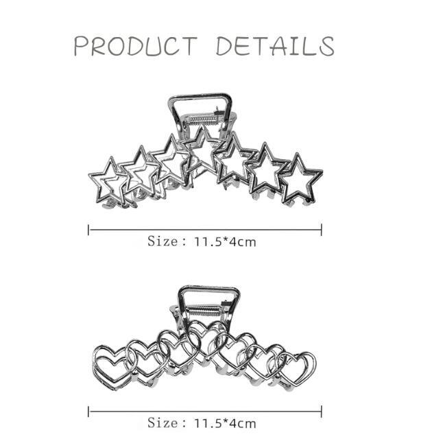 Vintage kovové vlasové sponky do vlasů pro ženy Hvězdné sponky do vlasů pro husté vlasy Stříbrné velké vlasové doplňky pro dívky.