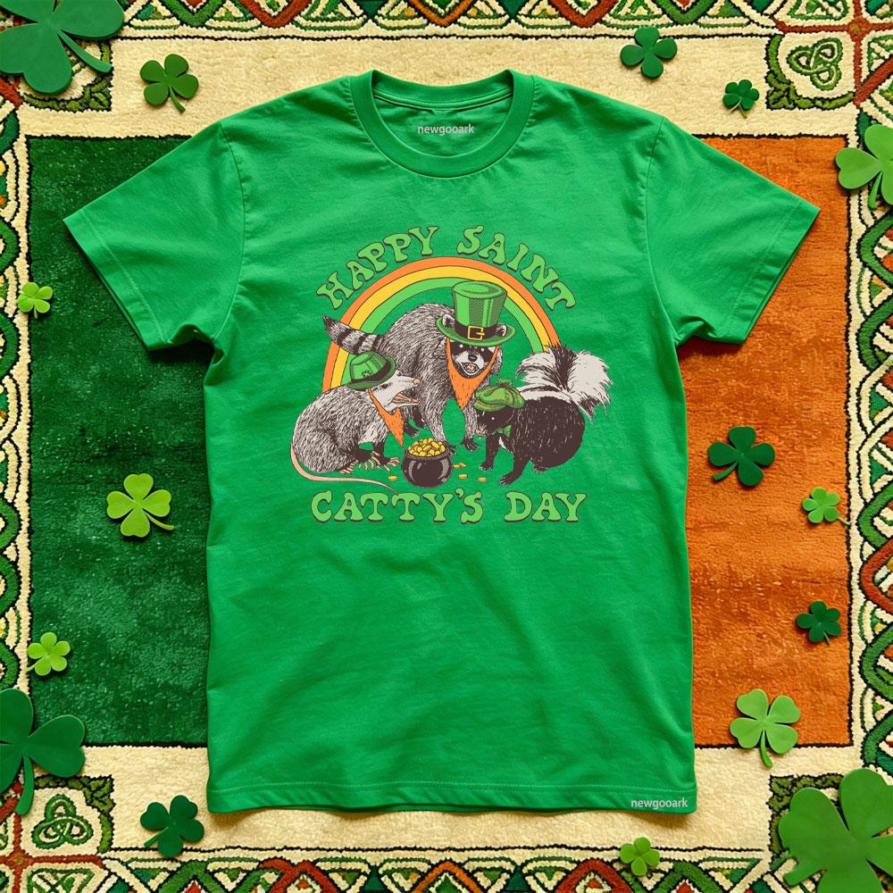 

Happy Saint Cattys Day Essential TShirt Women Unisex Casual Cotton Graphic T Shirts Oneck Shirt Unisex Adult Shortsleev S