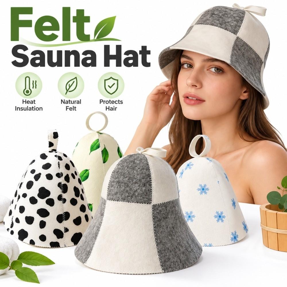 Felt Sauna Hat Leaf Pattern Steam Room Cap Gifts Spa Hat  Unisex
