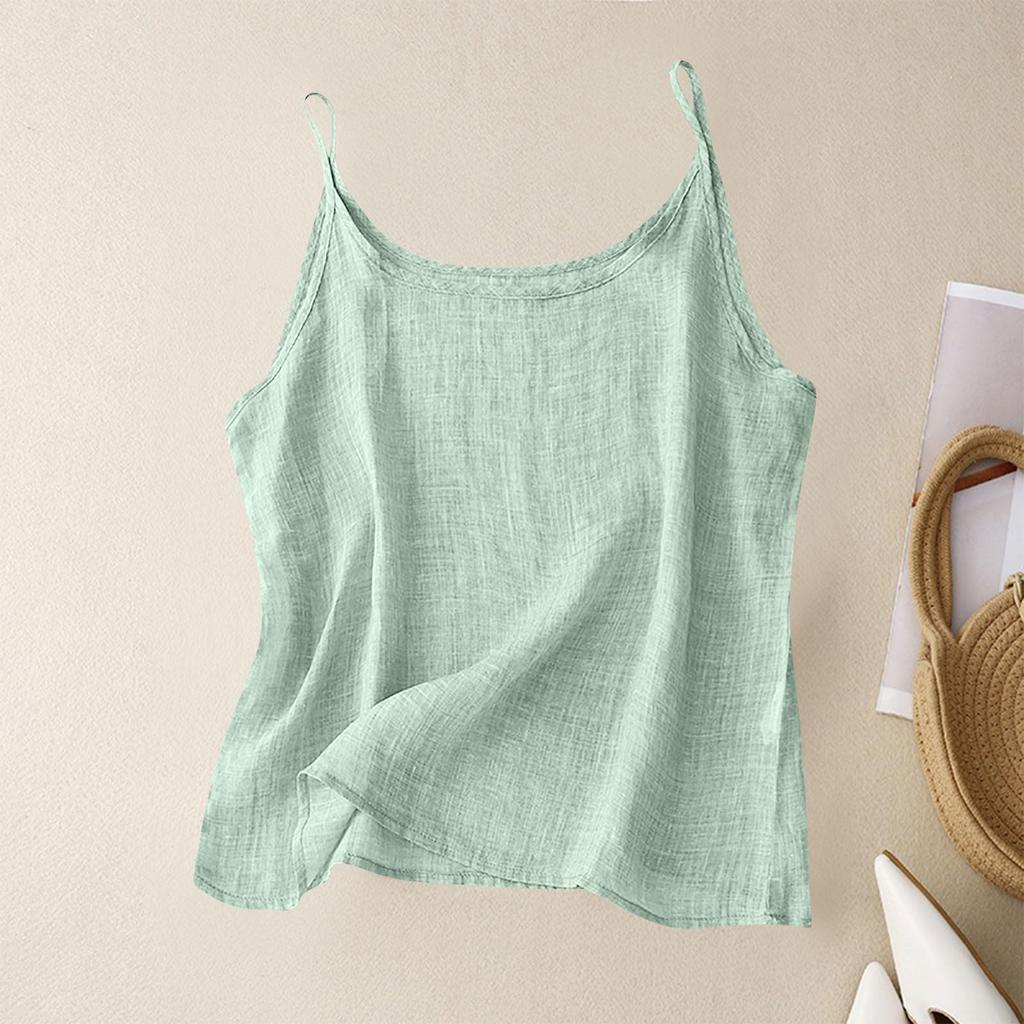 Dámské Letní Vintage Bavlněné Lenové Malé Camisole Spodní Tílko Volné Vnitřní Topy